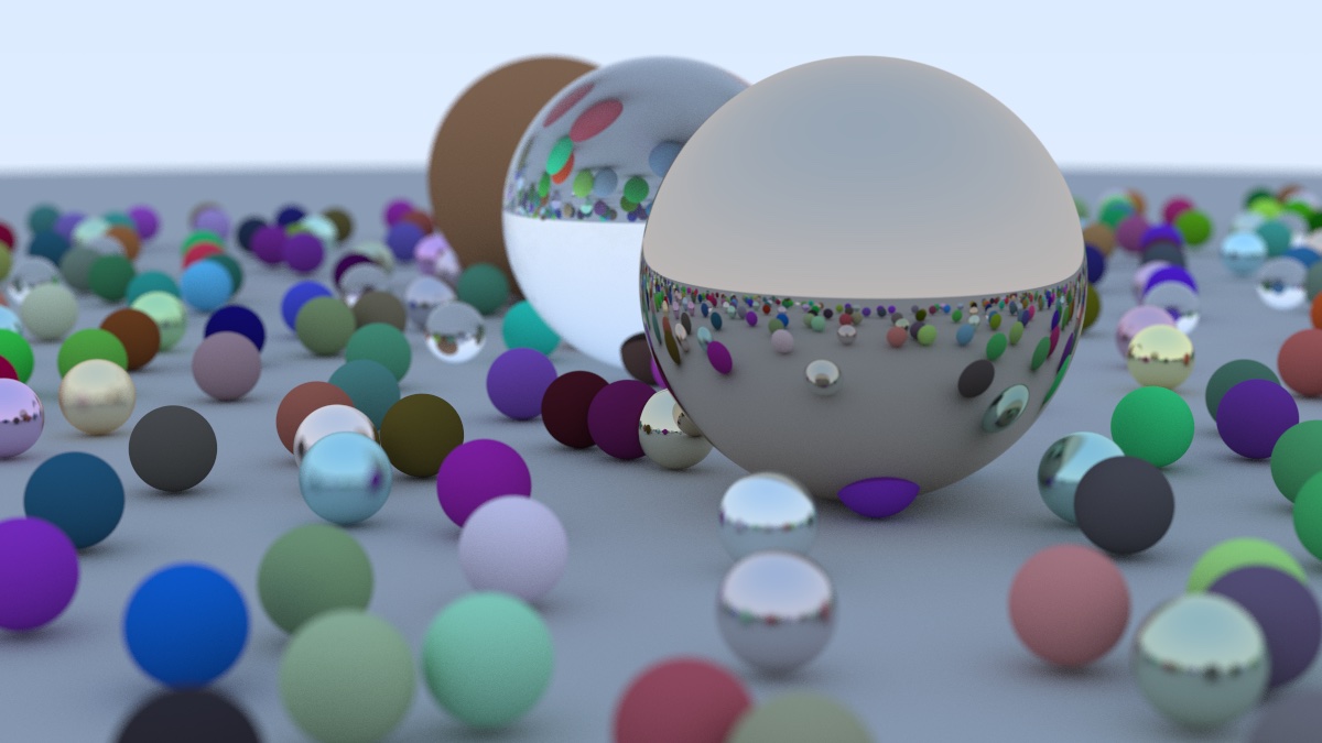 spheres of different size, color and material