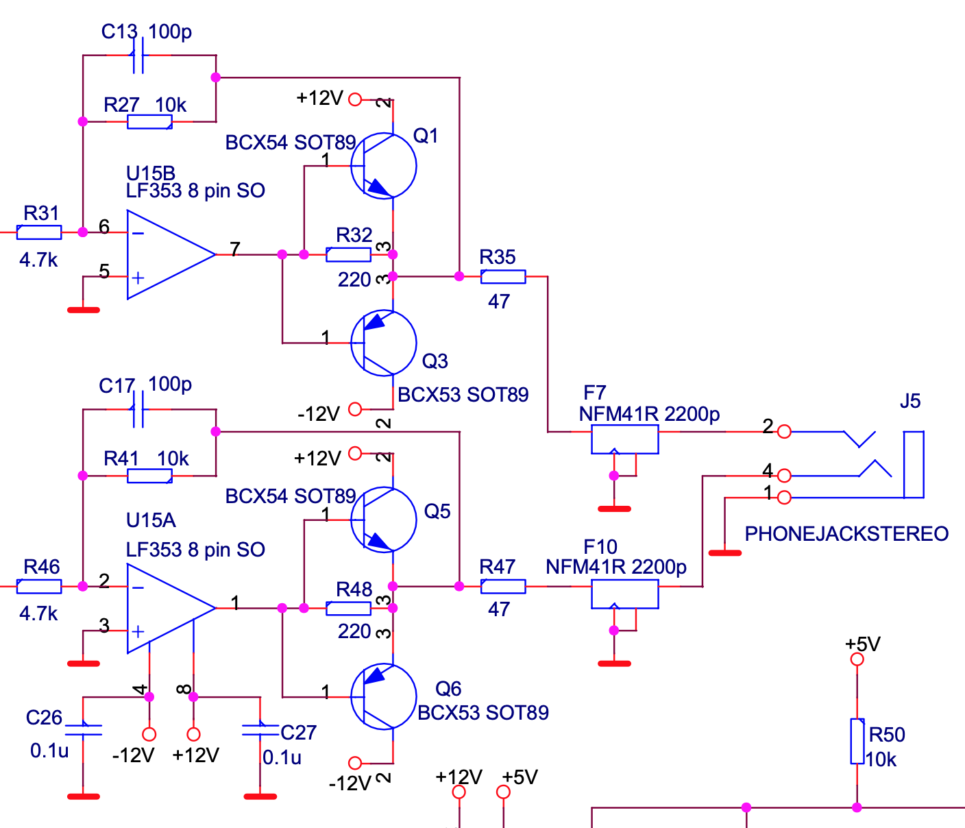 Nord Lead 2X headphone output schematic