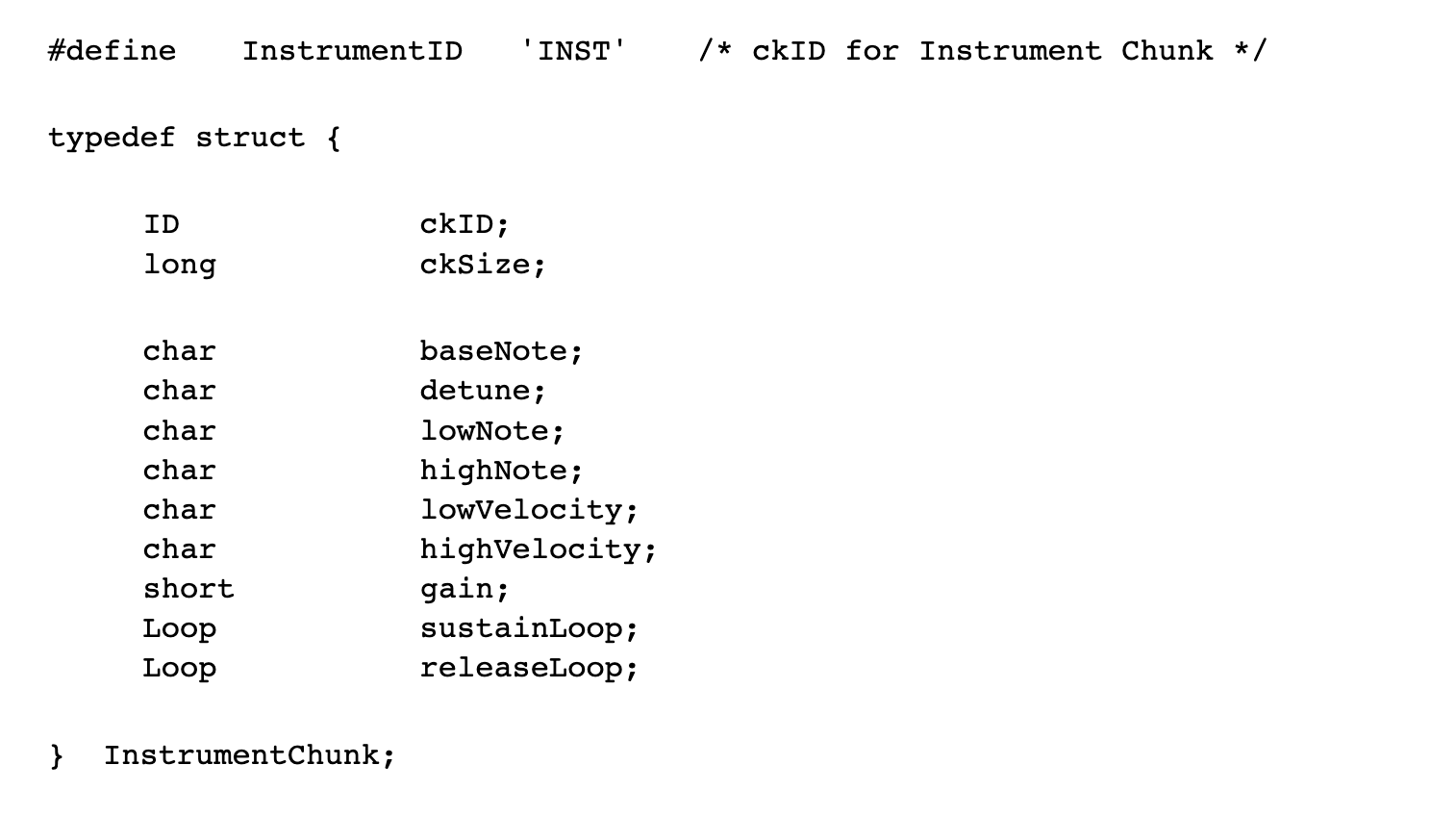 INST chunk description