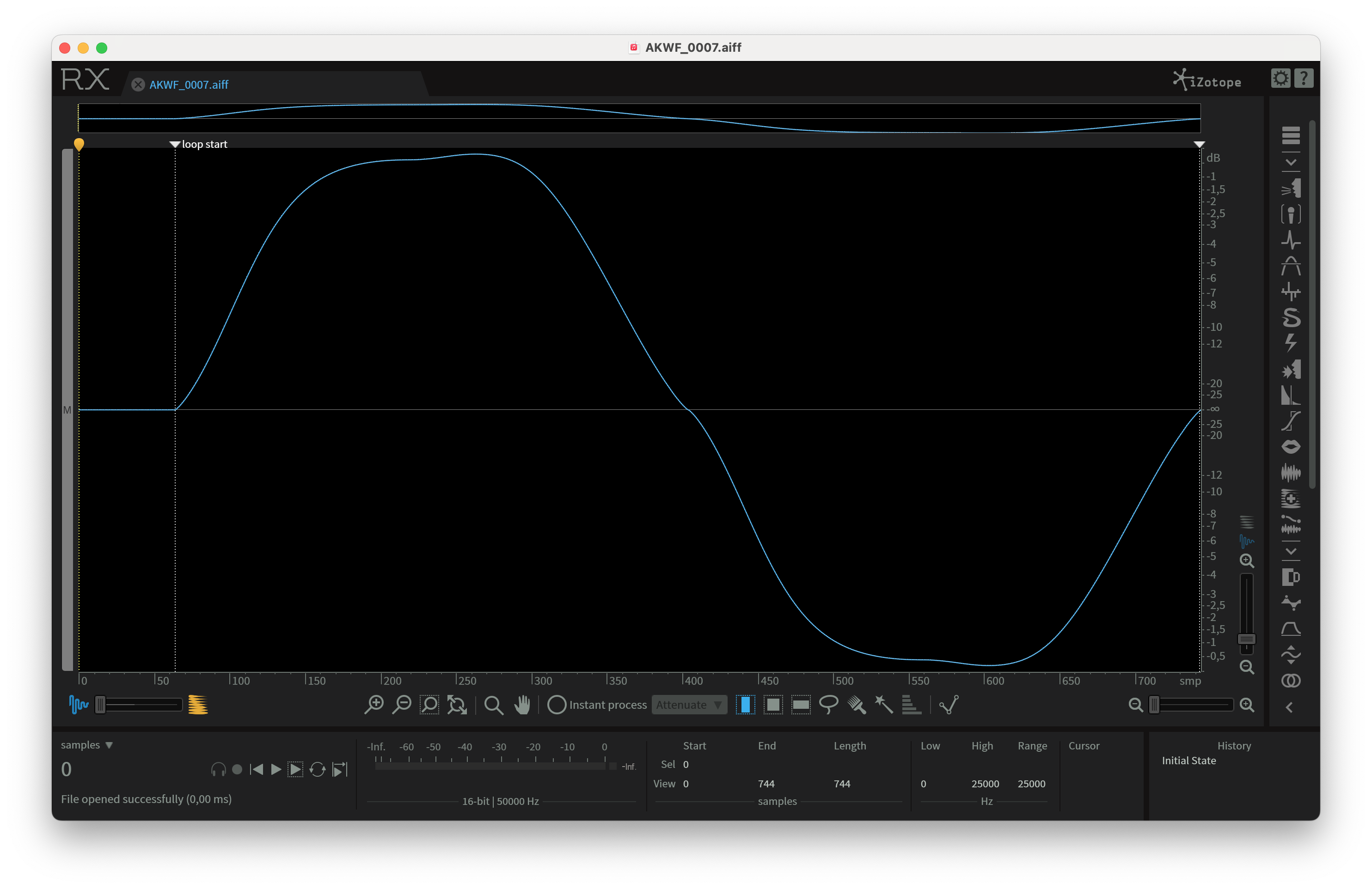 Example of processed waveform