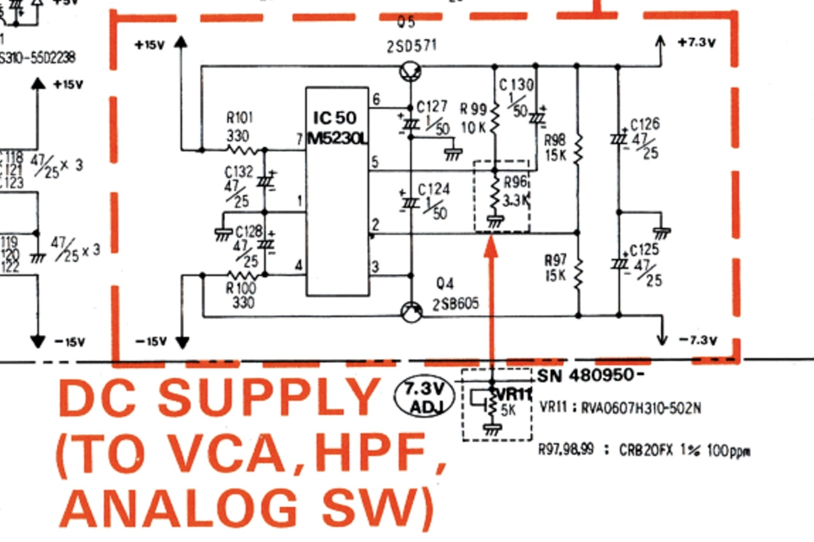 The +/-7.3V regulator on the module boards