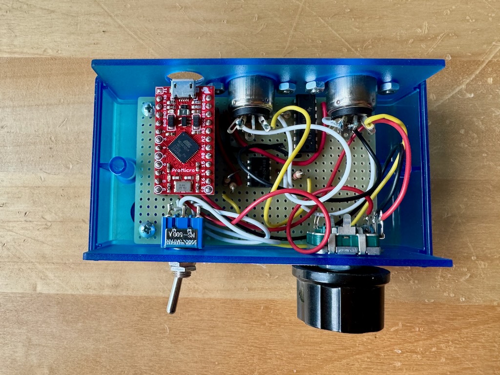 Insides of MIDI mangler box
