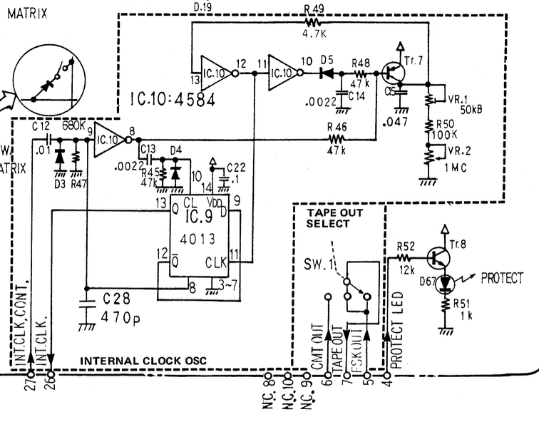 Circuit schematic of the MSQ-700 internal tempo clock generator
